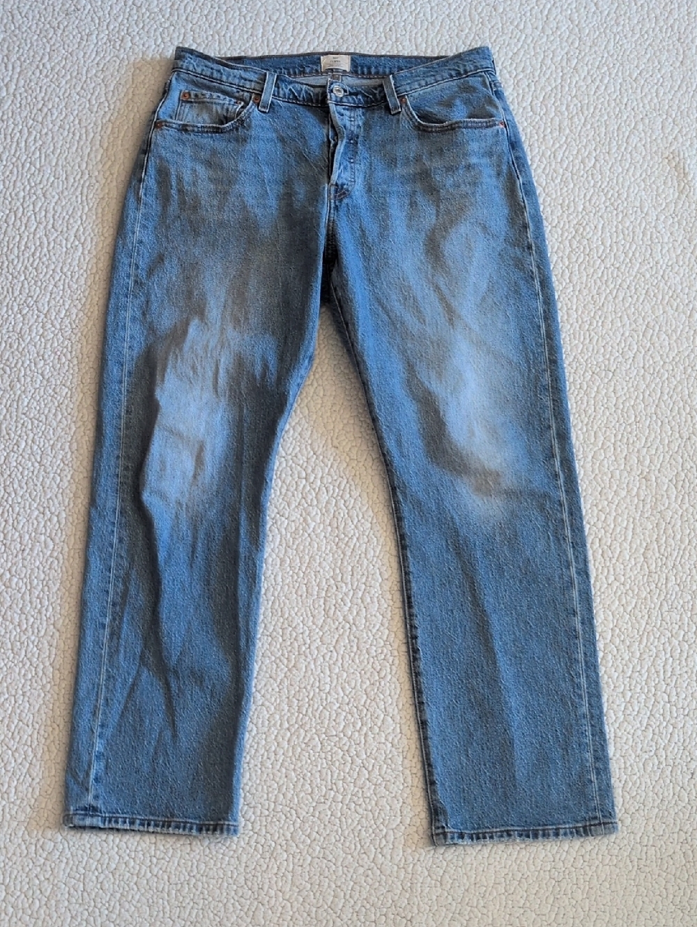 Levi's 501 Curve Acid Washed Button Fly Bootcut High-rise Cotton Blend Jeans